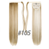 WTB 23'' Long Silky Straight Ponytails Clip In Synthetic Pony Tail Fake Hair Extension wrap round hairpiece for women