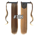 WTB 23'' Long Silky Straight Ponytails Clip In Synthetic Pony Tail Fake Hair Extension wrap round hairpiece for women